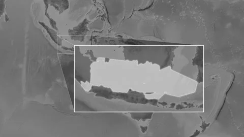 Java Sea. Grayscale map. Patterson Cylindrical. Location Vídeos de archivo 342533354