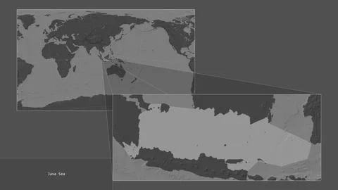 Java Sea. Location. Bilevel map Stock Illustration
