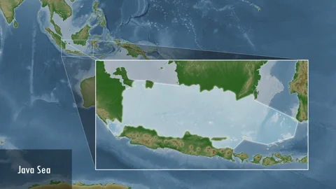 Java Sea. Pale map. Patterson Cylindrical. Location 스톡 동영상 298918698