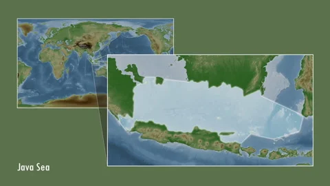 Java Sea. Pale map. Patterson Cylindrical. Diagram Vídeo Stock 298918765