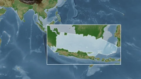 Java Sea. Pale map. Patterson Cylindrical. Diagram Stock Footage 340505298