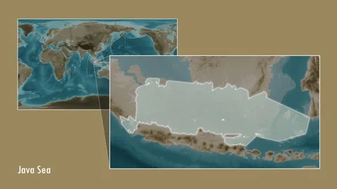 Java Sea. Sepia map. Patterson Cylindrical. Diagram 動画素材 296962154