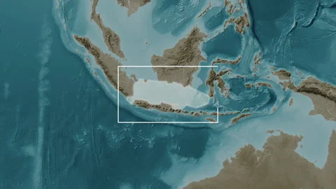 Java Sea. Sepia map. Patterson Cylindrical. Close-up 動画素材 342753471
