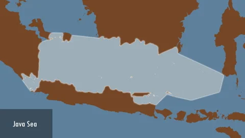 Java Sea. Solid map. Patterson Cylindrical. Close-up Vídeos de archivo 296831400