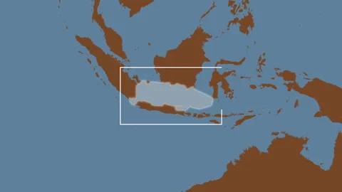 Java Sea. Solid map. Patterson Cylindrical. Close-up Vídeos de archivo 331724280