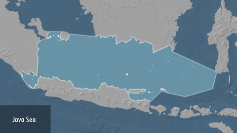 Java Sea. Steel Blue map. Patterson Cylindrical. Close-up Video stock 298946958