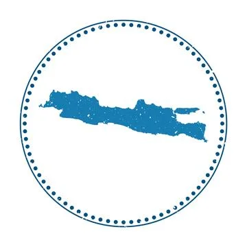 Java sticker. Travel rubber stamp with map of island, vector illustration. .. Illustrazione stock