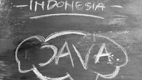 "JAVA" text on a black and crayon background Foto stock