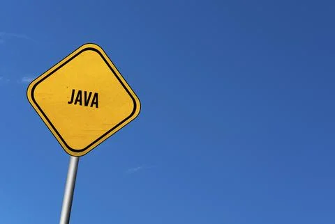 Java, yellow sign with blue sky Illustration
