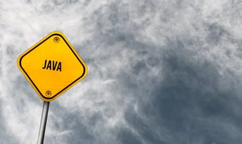 Java - yellow sign with cloudy sky Illustrazione stock