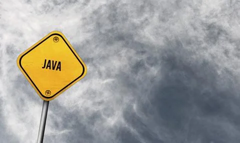 Java, yellow sign with cloudy sky Stock-Illustration