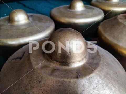 Javanese gamelan instrument called kenong made of iron, brass, and ...