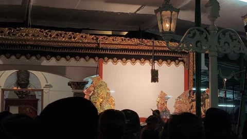 Javanese Wayang Kulit Preparation Featuring Gunungan And Puppet Wooden Box Video stock 345436427