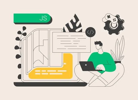 JavaScript abstract concept vector illustration. Stock Illustration