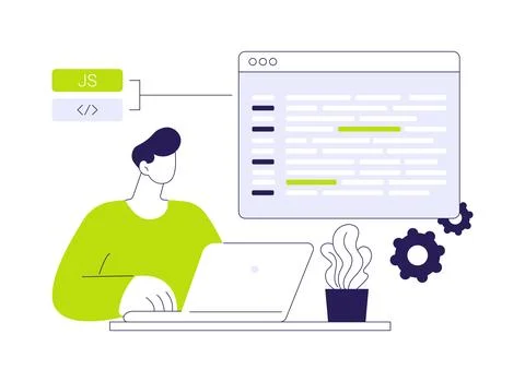 Javascript abstract concept vector illustration. Stock Illustration