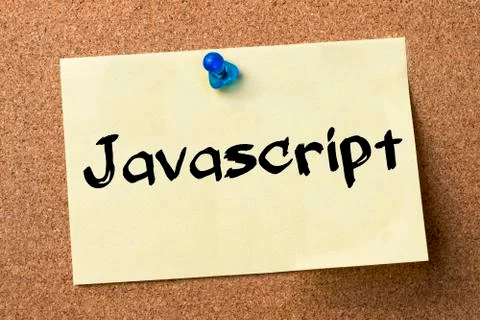 Javascript - adhesive label pinned on bulletin board Stock-Fotos