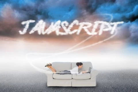 Javascript against cloudy landscape background Stock-Illustration