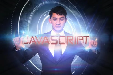 Javascript against glowing swirl on black background Иллюстрация