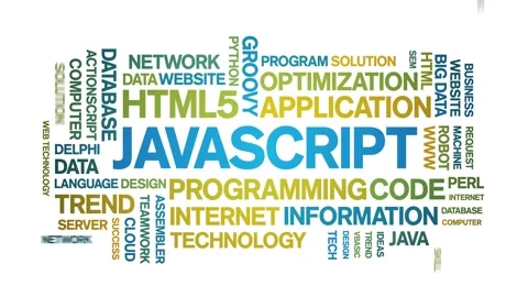Javascript animated word cloud,animation kinetic typography seamless loop. Stock Footage 184188409
