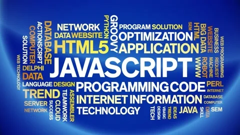 Javascript animated word cloud,animation kinetic typography seamless loop. Stock Footage 184199854