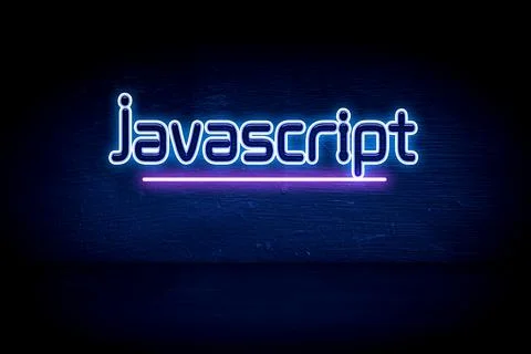 Javascript - blue neon announcement signboard Stock-Illustration