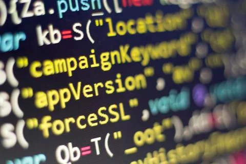 Javascript code close up Stock Photos