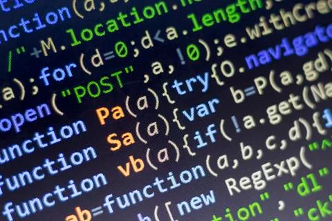 Javascript code close up Stock Photos