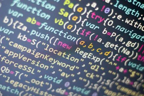 Javascript code close up 库存照片
