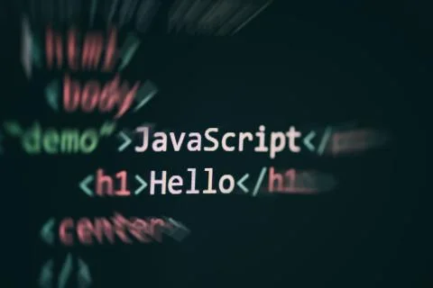 Javascript code computer language programming internet text editor components Stockfoto's