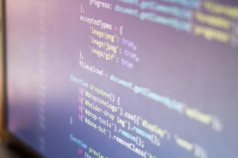 Javascript code. Computer programming source code 库存照片