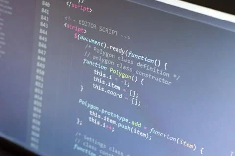 Javascript code. Computer programming source code 库存照片