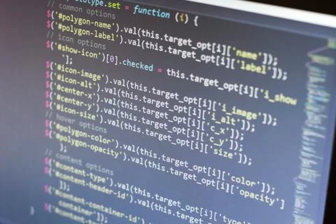 Javascript code. Computer programming source code Stock-Fotos