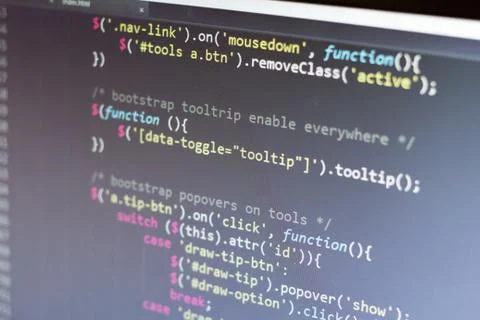 Javascript code. Computer programming source code Stock Photos