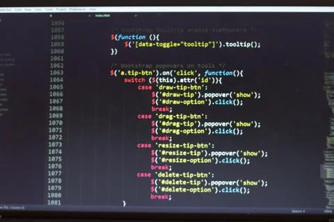 Javascript code. Computer programming source code Stock Photos