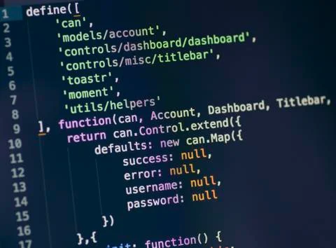 Javascript code on computer screen Foto stock