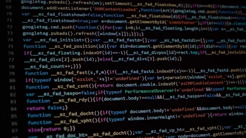 Javascript code program with numbers bits pattern and information Stock Footage 168274921