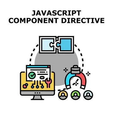 Javascript component directive programming concept creating web applications Illustrazione stock