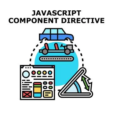Javascript component directive for software development concept 스톡 일러스트