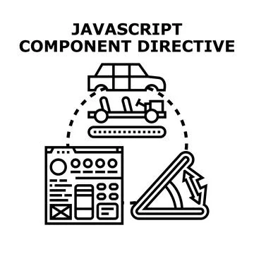 Javascript component directive for software development concept Stock Illustration