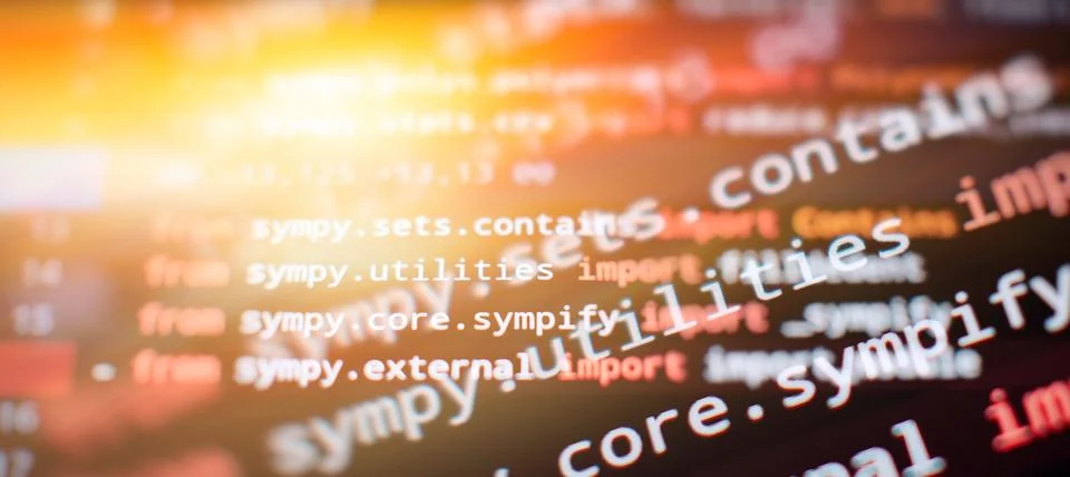Javascript computer code with virtual screen. Programming code Foto stock