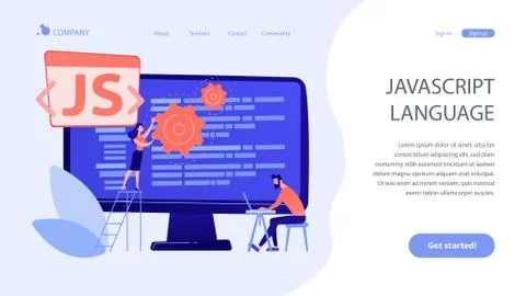 JavaScript concept landing page. Stock Illustration