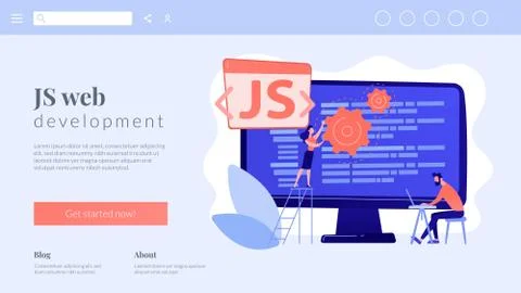 JavaScript concept landing page. Stock Illustration
