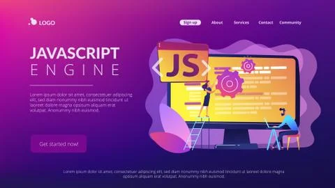 JavaScript concept landing page. Stock Illustration