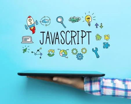 JavaScript concept with a tablet Stock-Illustration