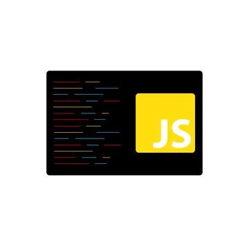 JavaScript emblem on the black background with code lines. Stockillustratie
