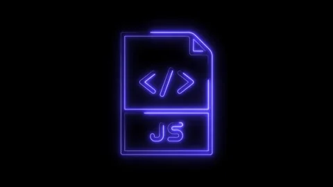 Javascript file format icon with neon glow visuals for programming and web Stock Footage 322965959