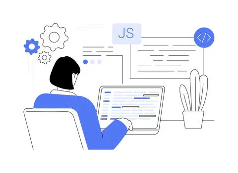 Javascript isolated cartoon vector illustrations. Stock Illustration