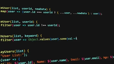 Javascript Random Parts of Program Code. Java code of web page, javascript Stock Footage 306280865