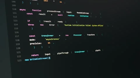 Javascript Source Code for Neural Network Programming on Dark Editor Stock Footage 334733071