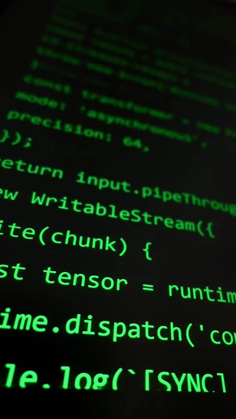 Javascript Source Code Scrolling on Dark Computer Screen Macro Vídeos de archivo 334727953